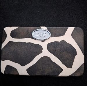 Faux D&G Giraffe Print Wallet in Brown and Cream